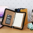 thumbnail image 5 of PU Leather Cover A6 Zipper Notebook Loose-Leaf Business Notepad With Calculator, 5 of 18