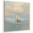 thumbnail image 4 of Kate and Laurel Calm Pastel Sailboat Landscape Framed Canvas Wall Art by The Creative Bunch Studio 22 x 22 Sylvie Beaded White, Coastal, Beach, Landscapes Art for Wall Decor, Living Room, Bedroom, 4 of 8