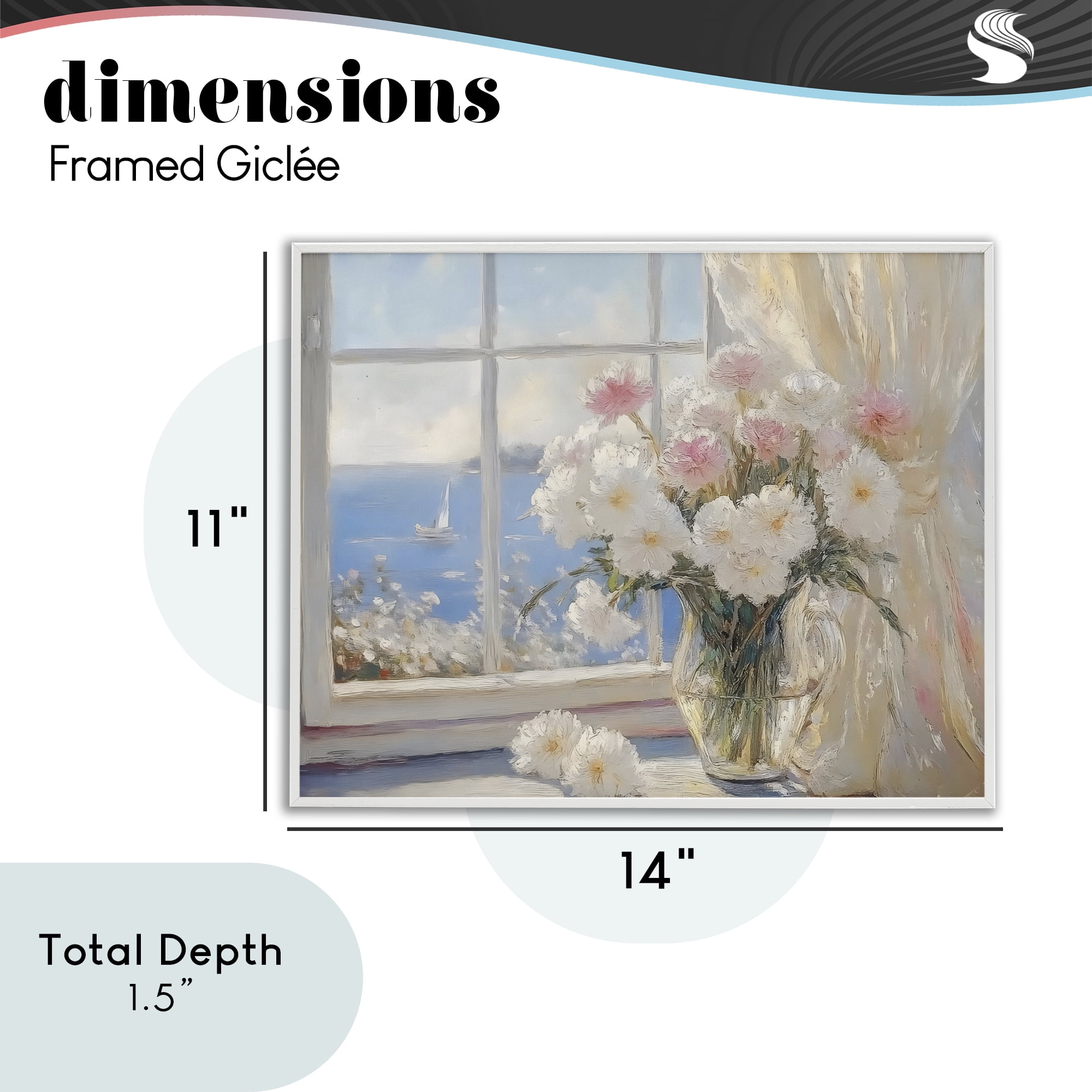 Stupell Industries Coastal View Floral Window Bouquet White Framed Giclee Art, design by LSR Design Studio