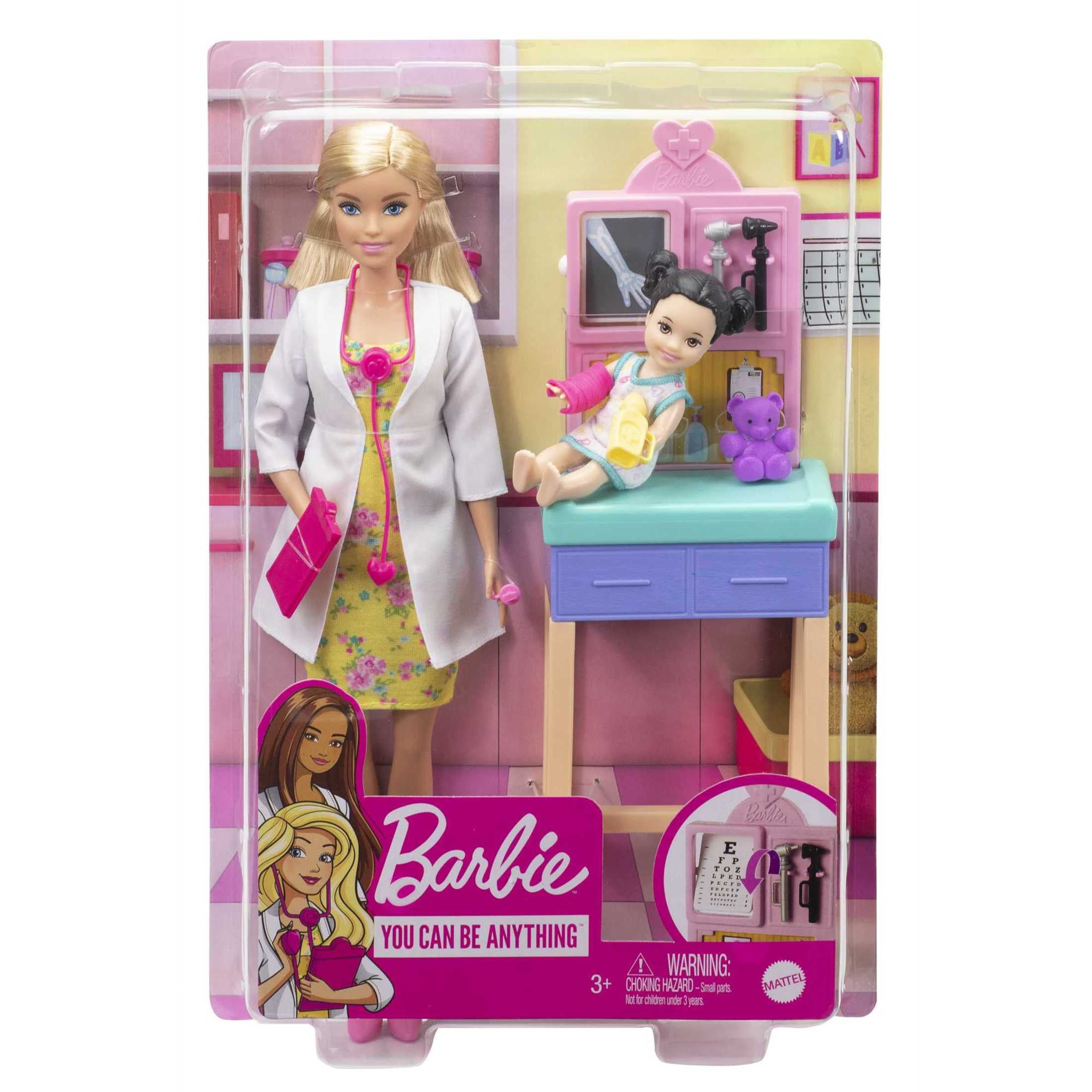 Barbie Careers Pediatrician Playset with Blonde Fashion Doll, 1 Small Doll, Furniture & Accessories
