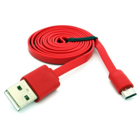 Red 3ft Flat USB Cable Compatible With Samsung Galaxy Sky, S7 Edge Active S6 Edge  Edge, Active, S5 Active, On5 NotePRO 12.2 Note 5 4 3, Mega 2 Kids Tab 3 7.0, J7 V (2017), Sky Pro, Perx W4Z