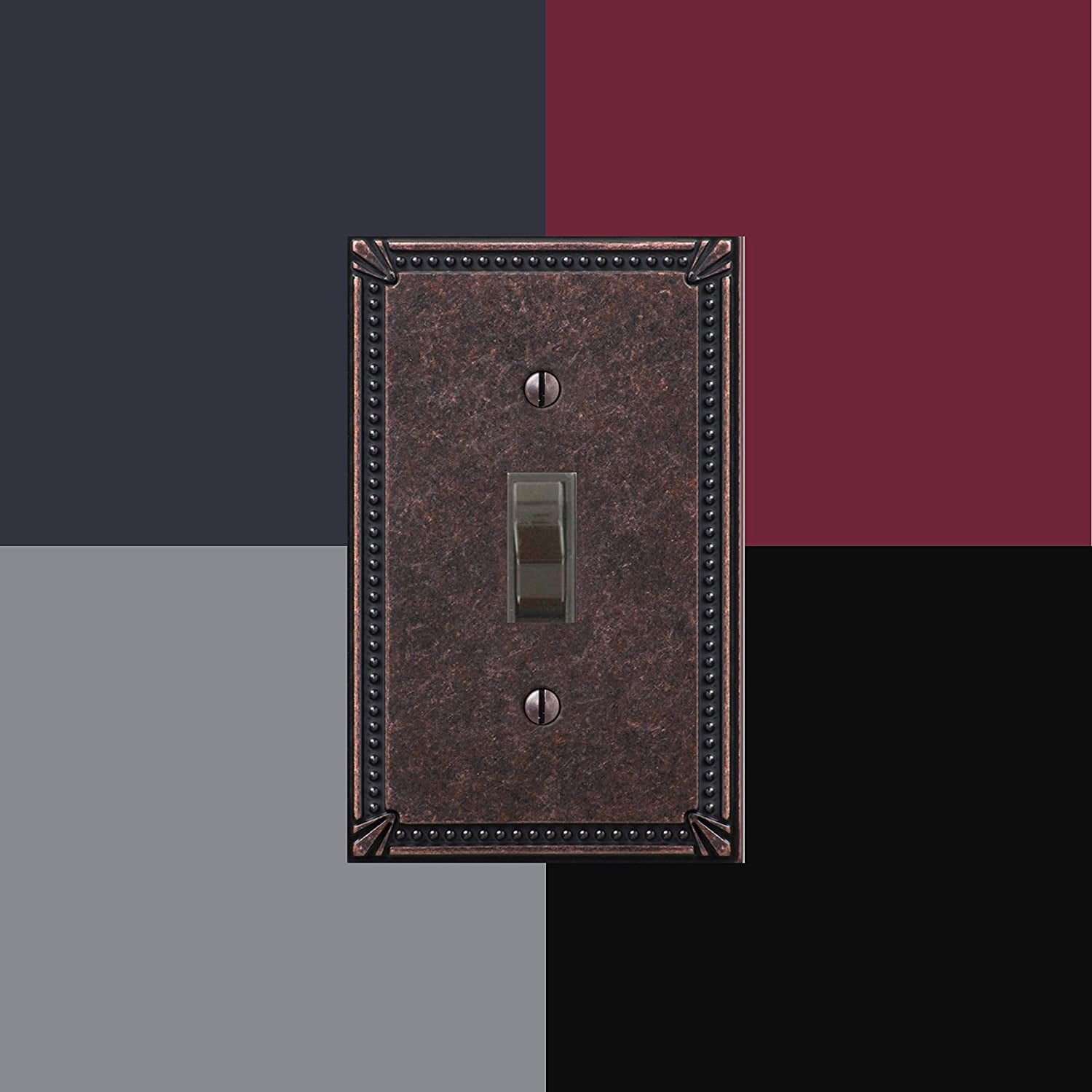 Amerelle 74R4AZ Moderne Wallplate 4 Rocker Cast Metal Aged Bronze 1-Pack