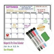 FungLam Magnetic Calendar for Fridge, Dry Erase Calendar Board with 4 Dry Erase Markers & 1 Eraser, 16" x 12" Whiteboard Calendar Use as Weekly or Monthly Planner/Organizer