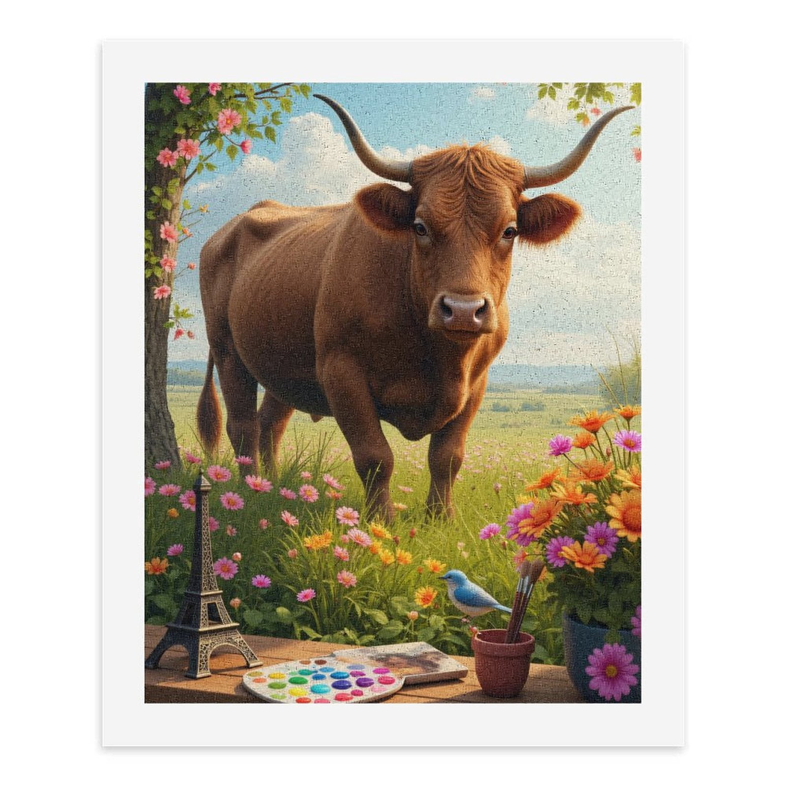 Paint By Numbers Kit for Adults Beginner - Nature Landscape Cow Art Supplies DIY Canvas Painting Kits for Adults, Frameless Paint By Number for Adults for Home Wall Decor 16x20 Inch