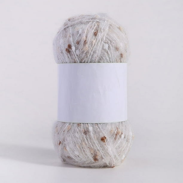 Zhuge Hilo de mohair de 100 g con puntos de colores, hilo suave para tejer a mano, crochet, para bufandas, chales y manualidades, color blanco C
