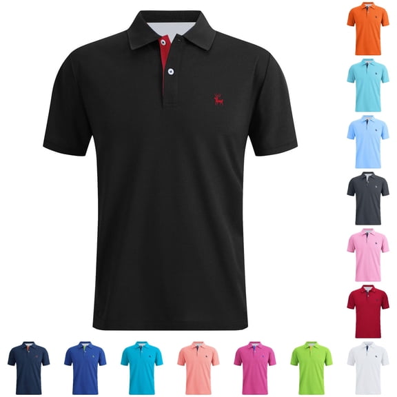 XAOFW Men's Polo Shirts Casual Slim Fit Short Sleeve Shirts Summer Wear With Cartoon Print Comfortable Tops L