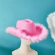 thumbnail image 2 of Sombrero de vaquero de fieltro para mujer, adorno de plumas esponjosas, sombrero de vaquera disco, regalo para adultos para mujer, 2 of 5