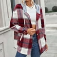 thumbnail image 6 of Cnbwig Fall Checked Hoodies for Womens Winter Fashion Oversized Plaid Hooded Button Down Loose Jacket Casual Outwear Z3-Red S, 6 of 9