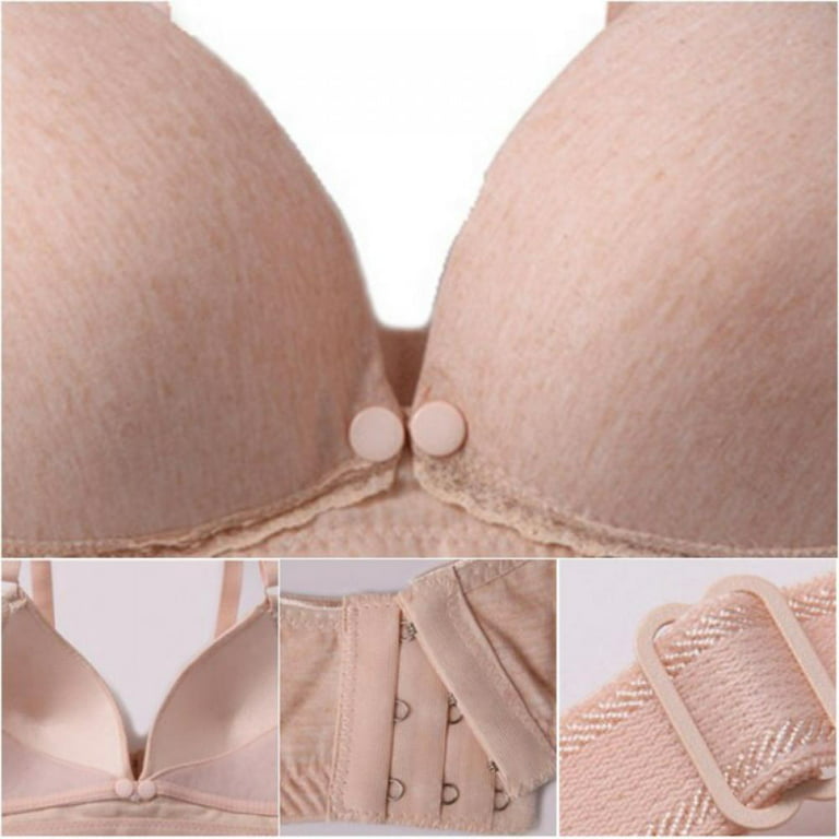 UHUYA Nursing Bra Comfortable Breathable No Steel Ring Front Buckle  Breastfeeding Bra Woman Underwear Beige 38/85BC