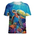 thumbnail image 5 of Nautical Green Sea Turtles Women's T-Shirt Short Sleeve T Shirts Tops Tee Ladies Loose T, 5 of 6