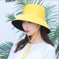 thumbnail image 2 of US UV Protection Double-Sided Wide Brim Bucket Hat Sun Hat Beach Fisherman Cap, 2 of 3