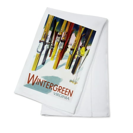 

Wintergreen Virginia Colorful Skis (100% Cotton Tea Towel Decorative Hand Towel Kitchen and Home)