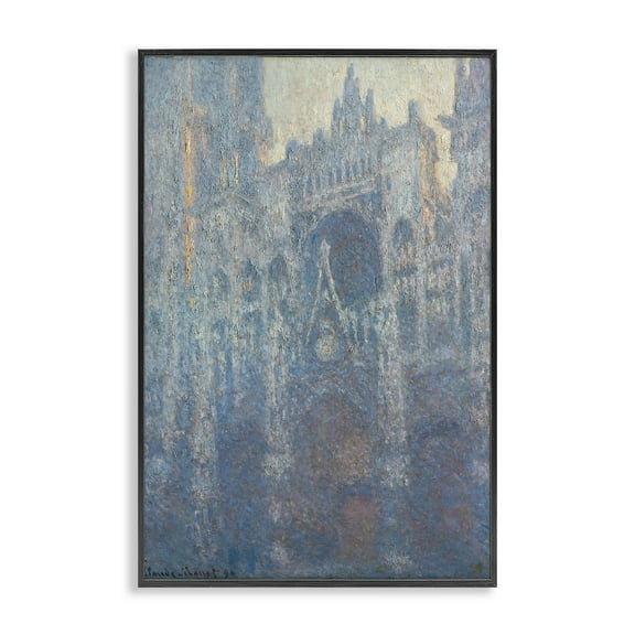 Stupell Industries Classic Monet Cathedral in Morning Buildings & Architecture Painting Black Framed Art Print Wall Art, 12 x 18