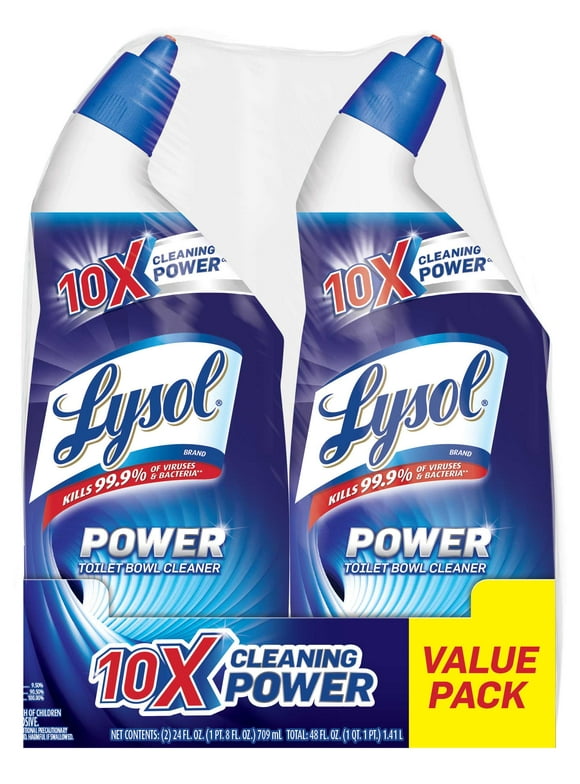 Lysol Power Toilet Bowl Cleaner Gel, For Cleaning and Disinfecting, Stain Removal, 24oz (Pack of 2)