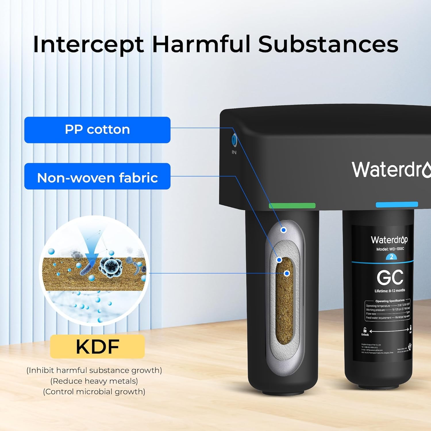 Restored Waterdrop TSB-ALK 8 Layer Slightly Alkaline Under Sink Water Filter System, Reduces PFAS, PFOA/PFOS, with Dedicated Faucet, Under Sink Water Filtration System (Refurbished)