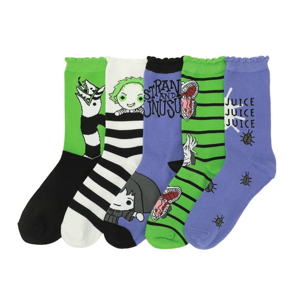 Beetlejuice Chibi Character Art Women's 5-Pair Casual Crew Socks