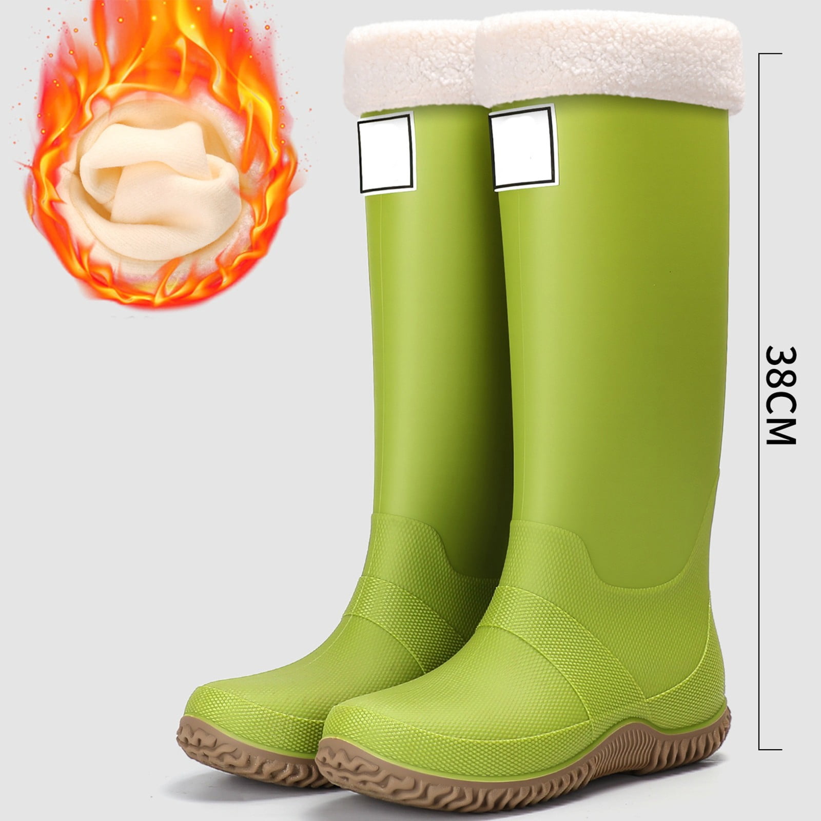 Ticikt Rain Boots for Men Women, Waterproof Rubber Boots with Unique Design, Comfort Lightweight Work Mud Boots, Garden Boots for Farming Gardening Fishing,Color:Green,Size:38