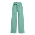 thumbnail image 3 of Gerichy Womens Wide Leg Pants Plus Size Elastic Tie Knot Lounge Pants Loose Trousers with Pockets Womens High Waist Wide Leg Pants Elegant Casual Loose Spring And Summer Solid Color Trousers, 3 of 4