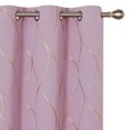thumbnail image 1 of Deconovo Cortinas opacas - Paneles opacos con ojales y estampado de ondas laminadas, aislantes térmicos para habitación infantil (107 cm de ancho x 137 cm de largo, 2 paneles, rosa lavanda), 1 of 7