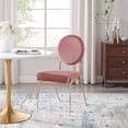 thumbnail image 2 of Side Dining Chair, Pink Gold, Velvet, Mid Century Kitchen Cafe Bistro Hospitality Restaurant, Modern Contemporary Boutique HB34609, 2 of 10