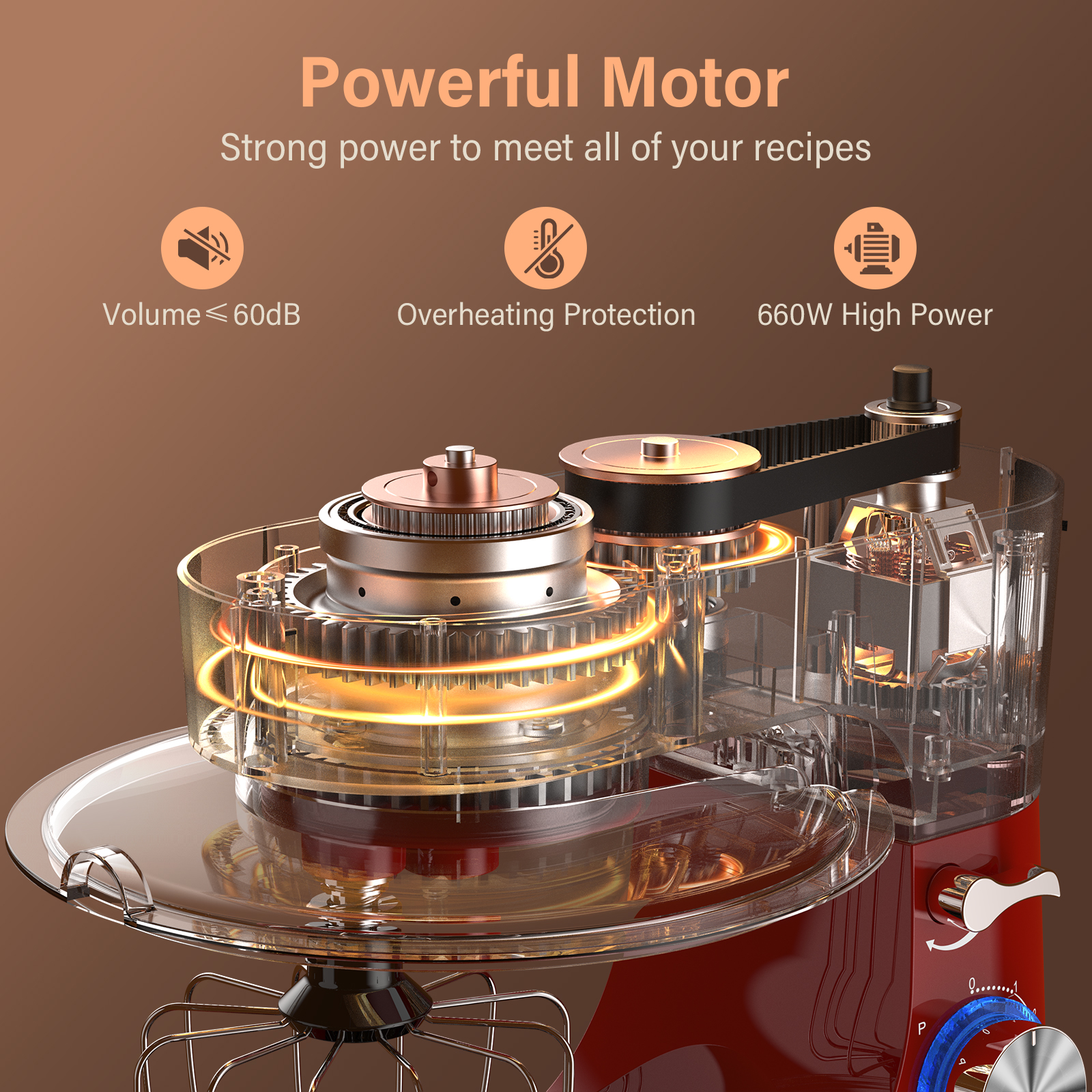 Honinst 6 QT Stand Mixer, Lightweight 10+P Speeds with Tilt-Head Electric Mixer, Kitchen Mixer with Dough Hook, Whisk, Beater, Bowl for Baking, Cake and Most Home Cooks