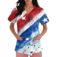 thumbnail image 4 of JULMCOMO Womens Scrubs_Tops,Print Nurse Uniforms for Women American Flag Stars Stripes Patterned Short Sleeve V-Neck Medical Scrubs Shirts Tee Tops with Pockets White, 4 of 4