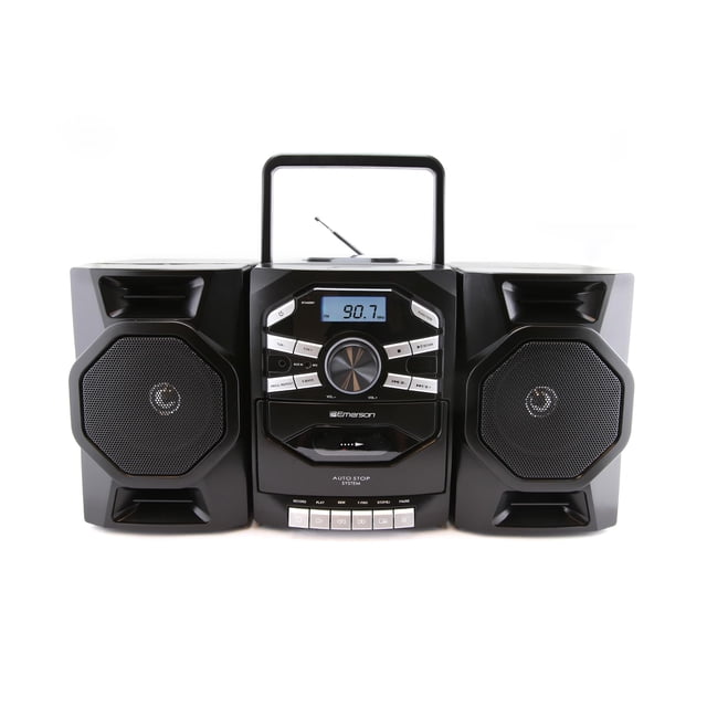 Reproductor de CD portátil Boombox Emerson con reproductor de casetes