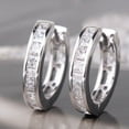 thumbnail image 2 of Opolski Fashion Men's Silver Plated Small Round Square Rhinestone Hoop Huggie Earrings, 2 of 7