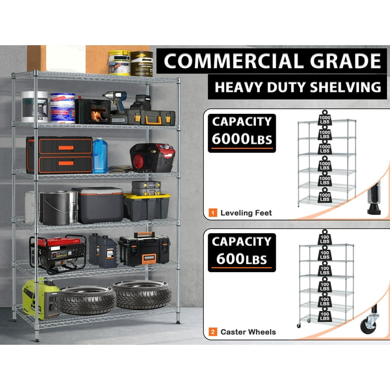 Heyward Commercial 7 Shelf Bin Rack Storage System WFX Utility