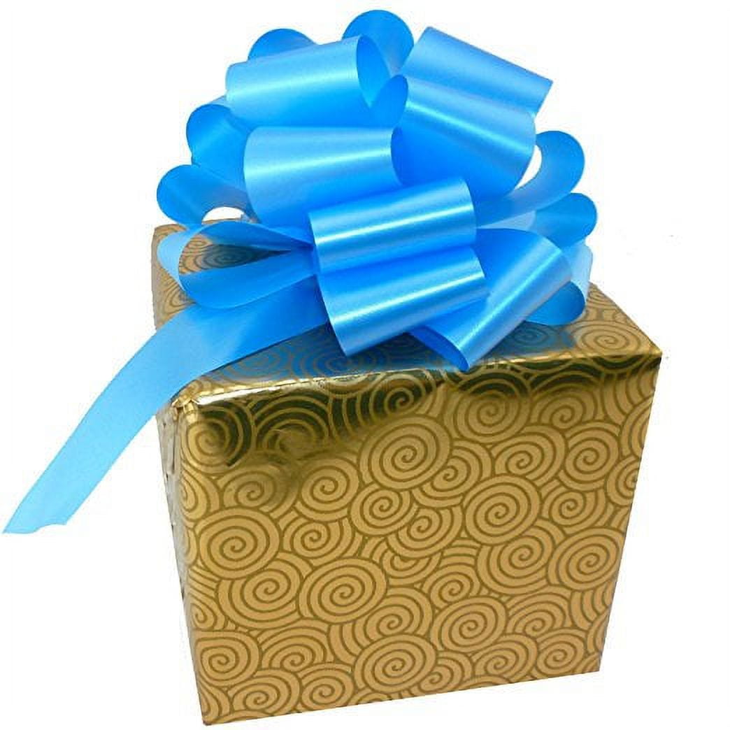 Gift box with blue ribbon and bow, toys and decor on new y…