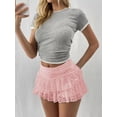 thumbnail image 5 of Women'S Y2K Lace Mini Skirt with Shorts A Line Hight Waisted Ruffle Skirt Skort Pink XS, 5 of 8