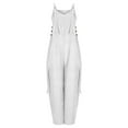 thumbnail image 6 of One Piece Jumpsuits for Women Dressy Casual Sleeveless Crewneck Wide Leg Rompers Jumpers Vacation Summer Outfits White L, 6 of 7