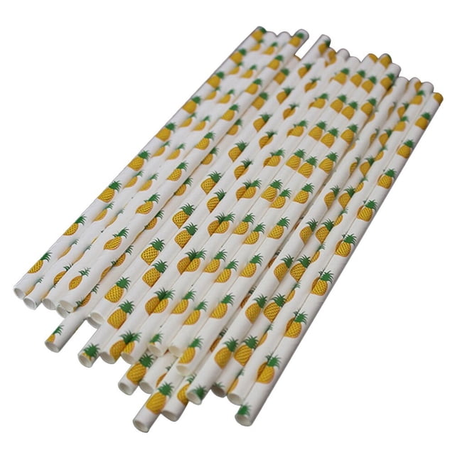 KAKOWELY 50 pajitas desechables de papel con forma de piña, decorativas, para fiestas