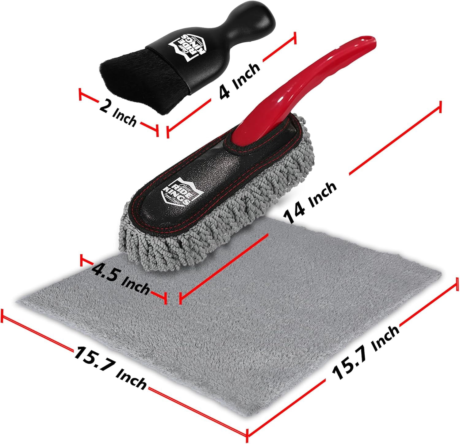 JJEAN-Car Detailing Kit - 3 Packs: Car Duster, Interior Cleaning Brush, Microfiber Towels | Detail Tools