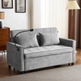 thumbnail image 5 of Harper & Bright Designs Loveseat with Pull Out Bed, Convertible Tufted Sleeper Sofa Bed with Adjustable Backrest, Chenille Pull-Out Bed with USB Charging Ports for Apartments Small Spaces, Grey, 5 of 20