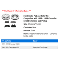thumbnail image 2 of Front Brake Pad and Rotor Kit - Compatible with 1988 - 1999 Chevy K1500 Extended Cab Pickup 1989 1990 1991 1992 1993 1994 1995 1996 1997 1998, 2 of 2