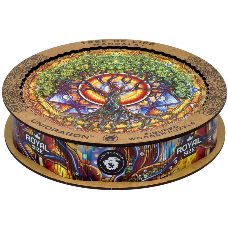 UNIDRAGON Mandala Tree of Life Wooden Puzzle, Unique Flower Art