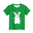 thumbnail image 4 of SERTG Girls Easter Bunny Print Short Sleeve T Shirt Soft Breathable Crew Neck Tee Casual Regular Fit Lightweight Comfortable Fashion Top Cute Easter Holiday T Shirt(Green,5-6Years), 4 of 5
