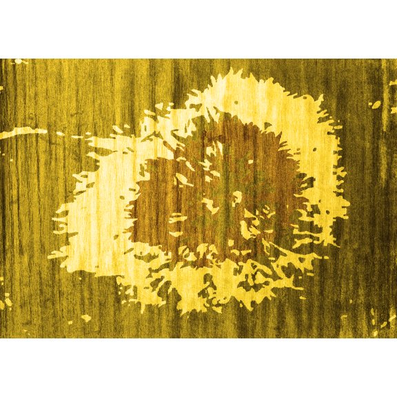 Ahgly Company Indoor Rectangle Abstract Yellow Contemporary Area Rugs, 5' x 7'
