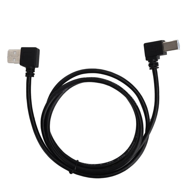 Cable de Impresora de 1m 90° USB2.0‑A Macho con Curva Derecha a USB‑B Macho con Curva Derecha Línea Negra
