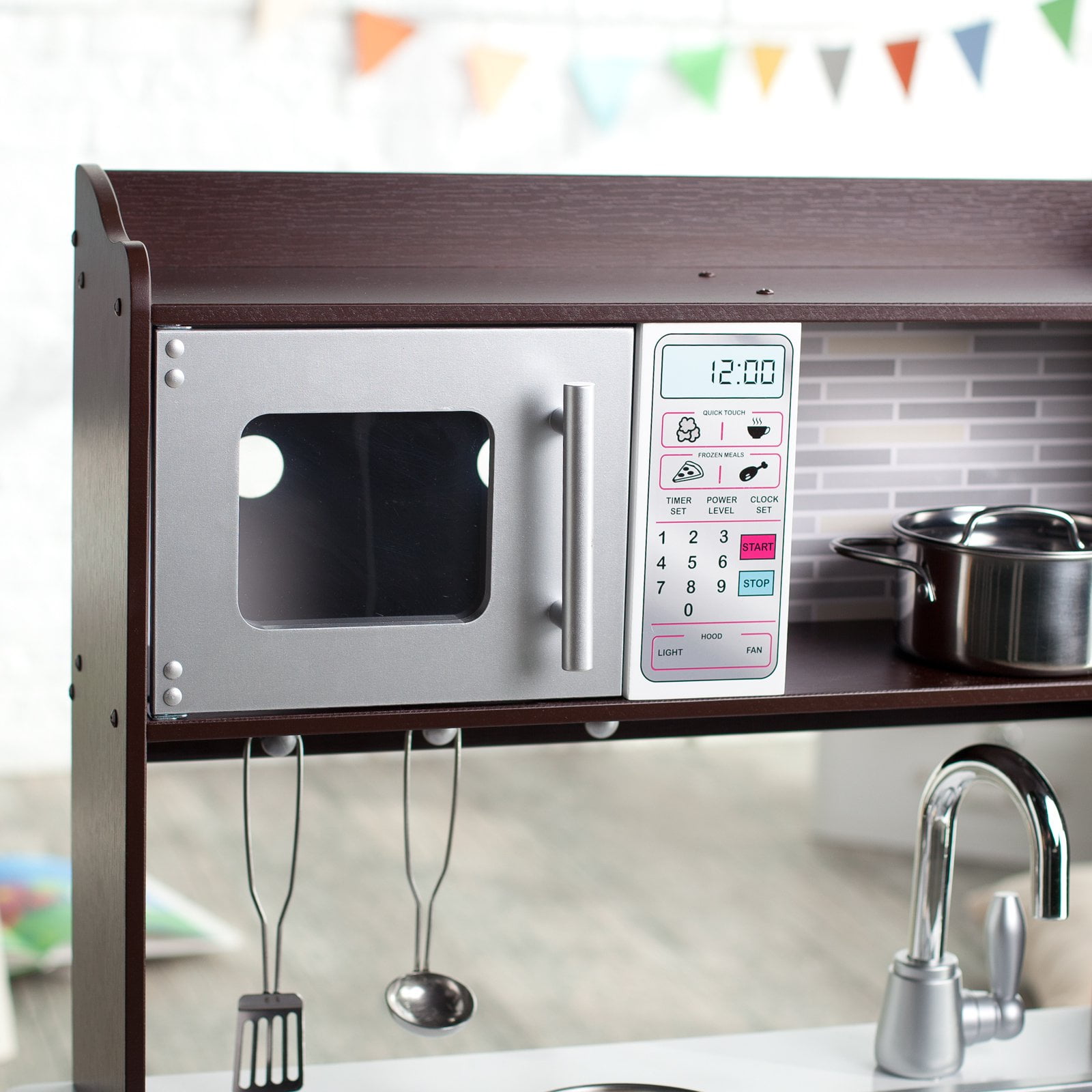 Kidkraft Espresso Toddler Play Kitchen With Metal Accessory Set Kidkraft Espresso Toddler Play Kitchen With Metal Accessory Set 53281