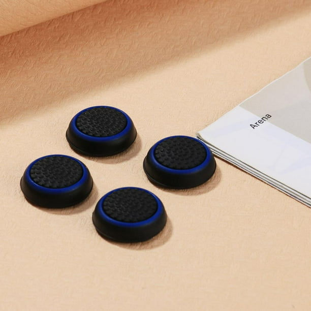 4 piezas de silicona Joystick analógico Thumbstick Grip Cover para PS4 (negro + azul)