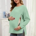 thumbnail image 2 of RKSTN Long Sleeve Shirts for Women Oversized Crewneck Maternity Nursing Breastfeed Hidden Zipper Side Split T Shirt Top Womens Casual Solid Plus Size Round Neck Loose Comfy Soft Maternity Tee Shirt, 2 of 8