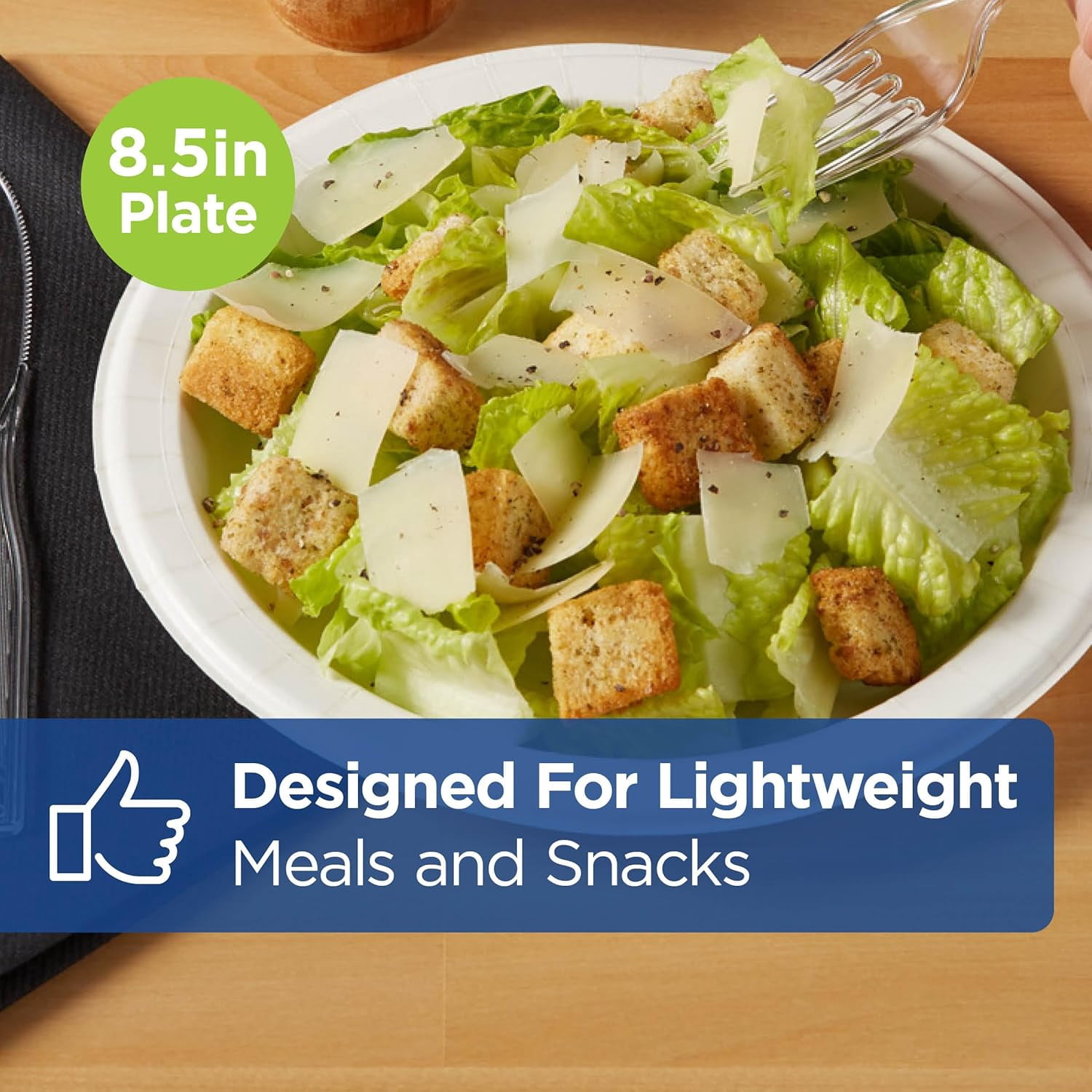 Litian Basic 8.5 Inch Light-Weight Paper Plates By GP PRO, White, 500 Count (125 Disposable Plates Per Pack, 4 Packs Per Case), DBP09W
