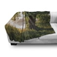 thumbnail image 3 of Tree Soft Flannel Fleece Throw Blanket, Tree Leafage in Landscape Foggy Scenery and Stream View Print, Cozy Plush for Indoor and Outdoor Use, 70" x 90", Brown Green Dust, by Ambesonne, 3 of 6