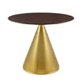 thumbnail image 1 of Dining Table, Round, Wood, Metal Steel, Gold Dark Brown Brown Walnut, Modern Contemporary Urban Design, Kitchen Room Cafe Bistro Restaurant Hospitality, 1 of 6