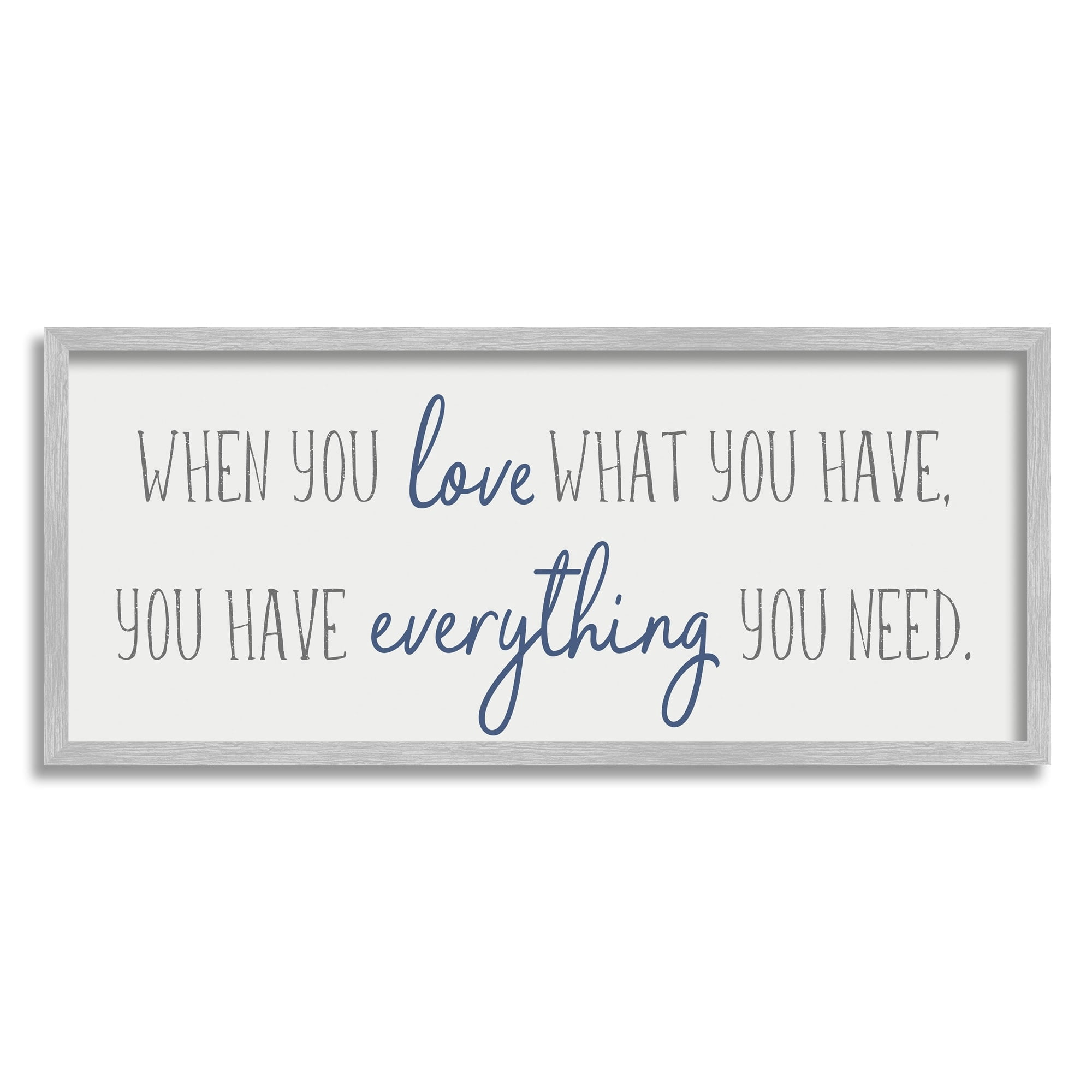 Stupell Industries Love What You Have Quaint Phrase Blue Grey, 10 x 24, Designed by Anna Quach