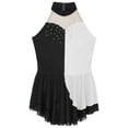 thumbnail image 3 of IEFIEL Girls Sequins Contrast Color Backless Figure Skating Dance Dress Shiny Rhinestones Sleeveless Dancewear A White 16, 3 of 5