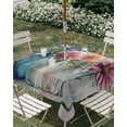 thumbnail image 3 of Square Outdoor Tablecloth with Umbrella Hole Spring Flowers Outside Table Cloth Waterproof Patio Table Cover Farmhouse Watercolor Floral Leaves Zipper Tablecloths for Picnic Party Camping 60x60 Inch, 3 of 8