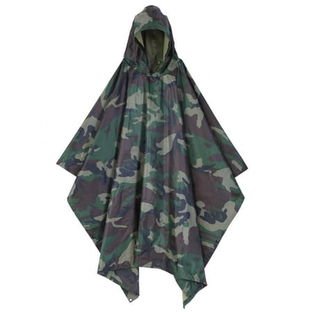 VGEBY Waterproof Military Rain Poncho Lightweight Reusable Hiking  Rain Coat Jacket with Hood for Boys Men Women